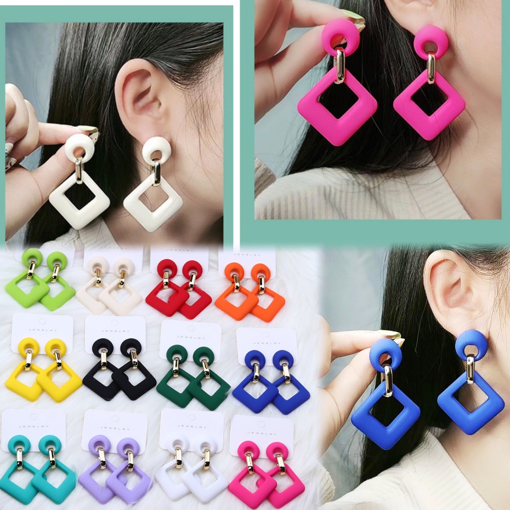PINKDUDU Macaron 14 Color Earrings